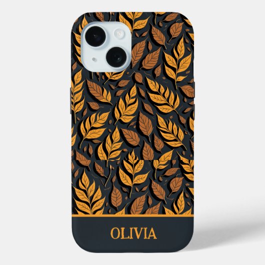 Oranje herfstbladeren op bruine achtergrond Case-Mate iPhone case (Achterkant)