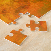 Oranje herfstbladeren op stof legpuzzel (Zijkant)