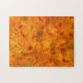 Oranje herfstbladeren op stof legpuzzel (Horizontaal)