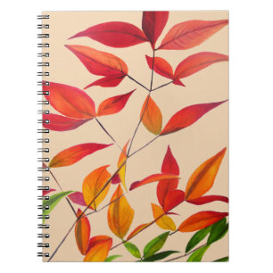 Oranje herfstbladeren originele aquarel kunst notitieboek