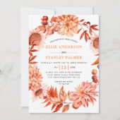 Oranje herfstbloem met herfstherdenkingsbruiloft kaart (Voorkant)