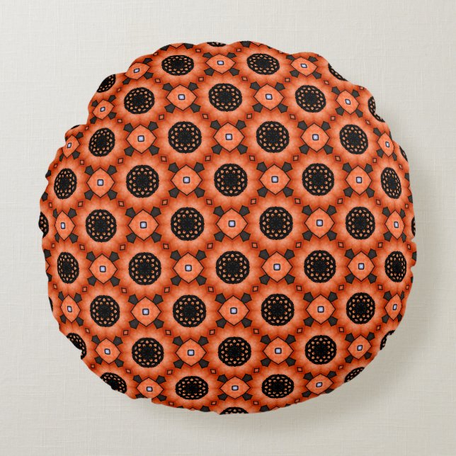Oranje herfstbloem rond kussen (Voorkant)