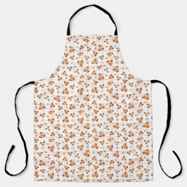 Oranje herfstbloemen op een witte achtergrond schort