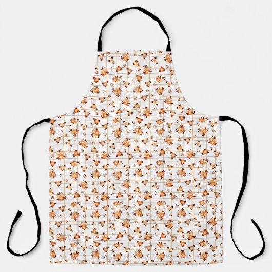 Oranje herfstbloemen op een witte achtergrond schort (Voorkant)