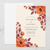 Oranje Herfstbloesem Bruiloft Kaart (Voorkant / Achterkant)
