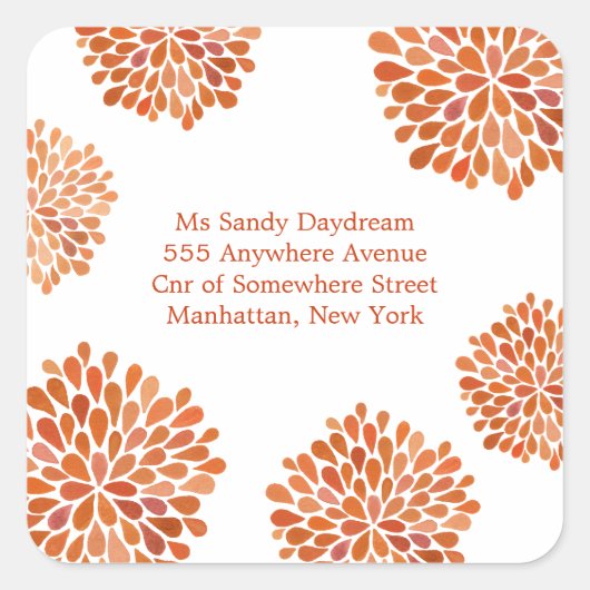 Oranje herfstbloesem burst adres Sticker (Voorkant)