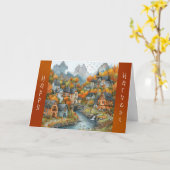  Oranje herfstbomen Bergen Thanksgiving Kaart (Gele Bloem)