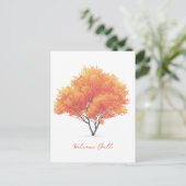 Oranje herfstboom Moderne Waterverf Feestdagenkaart (Staand voorkant)