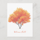 Oranje herfstboom Moderne Waterverf Feestdagenkaart (Voorkant)