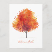 Oranje herfstboom Moderne Waterverf Feestdagenkaart (Voorkant)