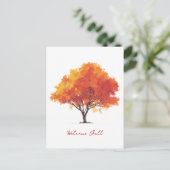 Oranje herfstboom moderne waterverf feestdagenkaart (Staand voorkant)