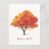 Oranje herfstboom moderne waterverf feestdagenkaart (Voorkant)