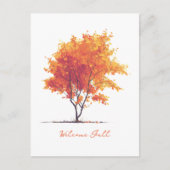 Oranje herfstboom Moderne Waterverf Feestdagenkaart (Voorkant)