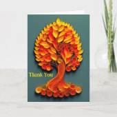 Oranje herfstboomillustratie van de quilling bedankkaart (Voorkant)