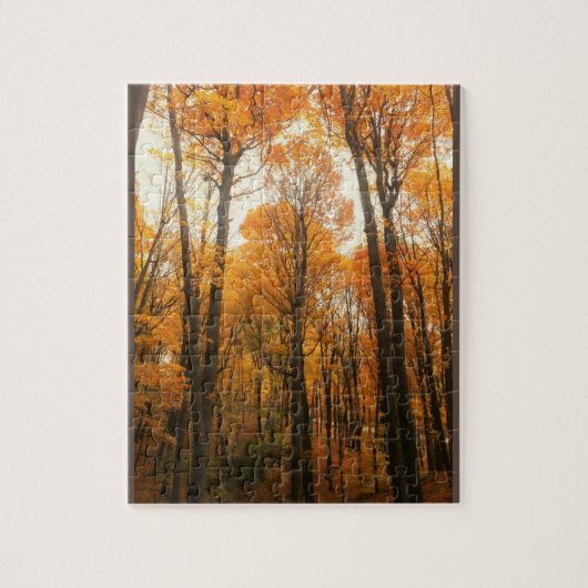 Oranje herfstbos legpuzzel (Verticaal)