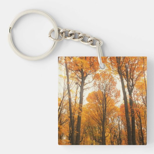 Oranje herfstbos sleutelhanger (voorkant)