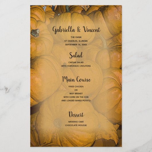 Oranje herfstmenu Pumpkins Wedding (Voorkant)
