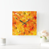 Oranje herfstvalbladeren vierkante klok (Huis)