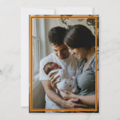 Oranje Herringbone Made in Texas Photo Baby Aankondiging (Achterkant)