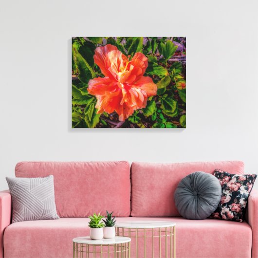 Oranje Hibiscus Beauty Canvas Afdruk (Insitu (Woonkamer))
