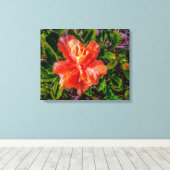 Oranje Hibiscus Beauty Canvas Afdruk (Insitu (Houten vloer))