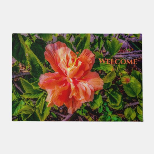 Oranje Hibiscus Beauty Deurmat (Voorkant)
