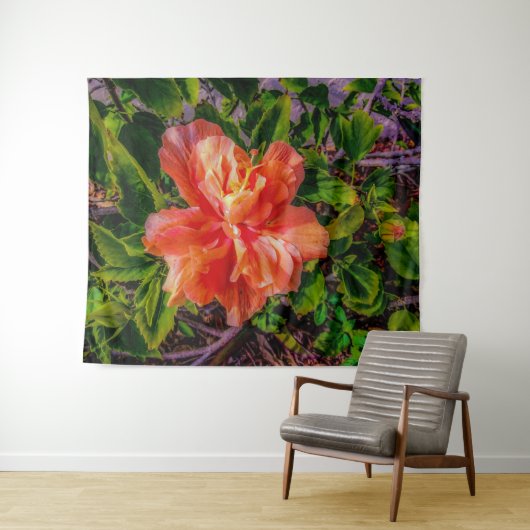 Oranje Hibiscus Beauty Wandkleed (In Situ (horizontaal))
