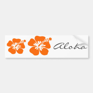 Oranje hibiscus bloem bumpersticker