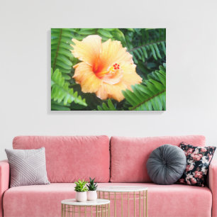 Oranje Hibiscus Bloem Canvas Afdruk