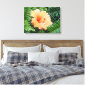 Oranje Hibiscus Bloem Canvas Afdruk (Insitu (Slaapkamer))