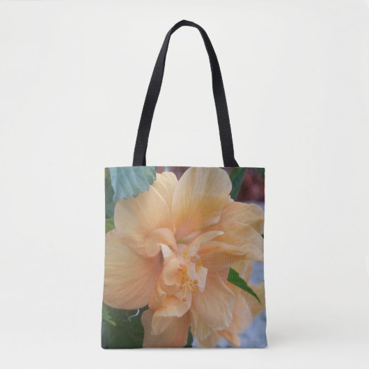 Oranje hibiscus bloem op een canvas tas (Voorkant)