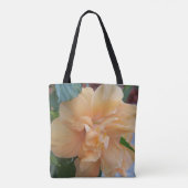 Oranje hibiscus bloem op een canvas tas (Achterkant)