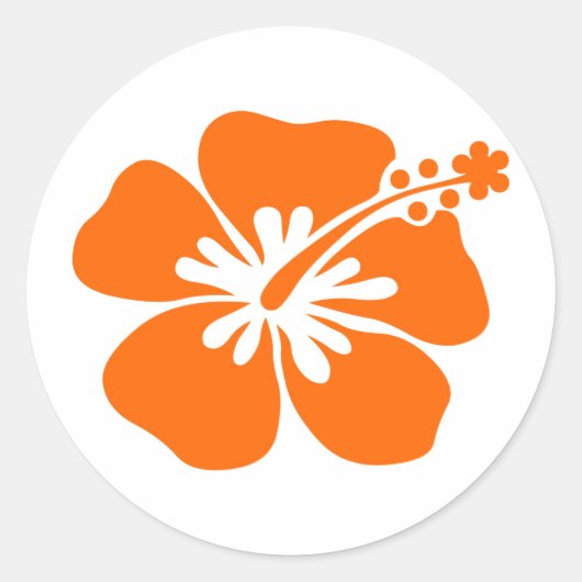 Oranje hibiscus bloem ronde sticker (Voorkant)