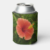 Oranje Hibiscus Bloem Tropische Floral Blikjeskoeler (Blikje Achterkant)