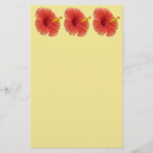 Oranje Hibiscus Bloem Tropische Floral Briefpapier (Voorkant)