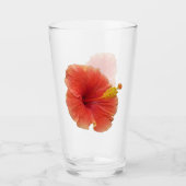 Oranje Hibiscus Bloem Tropische Floral Glas (Voorkant)