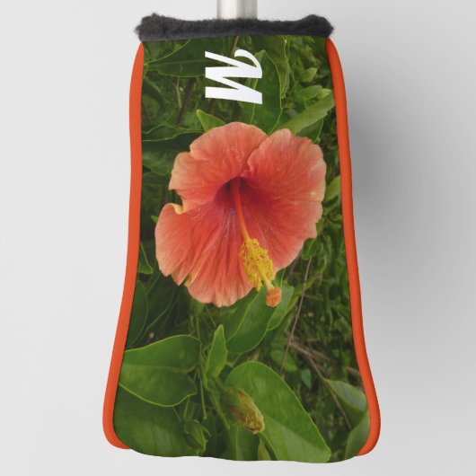Oranje Hibiscus Bloem Tropische Floral Golfheadcover (Draai 90)