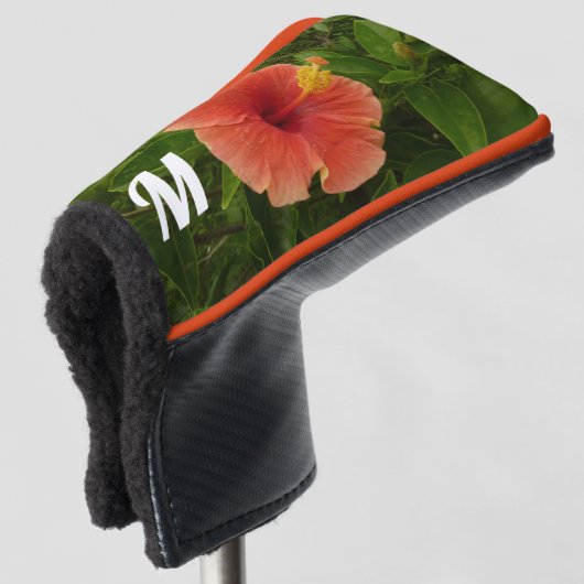 Oranje Hibiscus Bloem Tropische Floral Golfheadcover (3/4 voorkant)