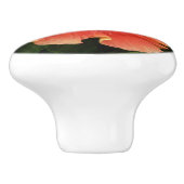 Oranje Hibiscus Bloem Tropische Floral Keramische Knop (Zijkant)