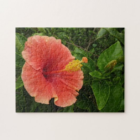 Oranje Hibiscus Bloem Tropische Floral Legpuzzel (Horizontaal)