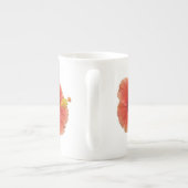 Oranje Hibiscus Bloem Tropische Floral Porselein Kop (Achterkant)