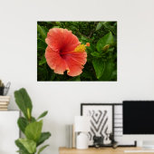 Oranje Hibiscus Bloem Tropische Floral Poster (Thuiskantoor)