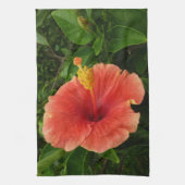 Oranje Hibiscus Bloem Tropische Floral Theedoek (Verticaal)