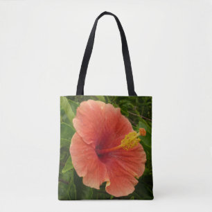 Oranje Hibiscus Bloem Tropische Floral Tote Bag