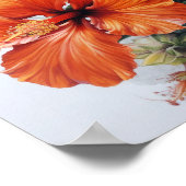 Oranje Hibiscus Bloemenkunst Print Poster (Hoek)