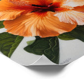Oranje Hibiscus Bloemenkunst Print Poster (Hoek)