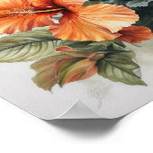 Oranje Hibiscus Bloemenkunst Print Poster (Hoek)