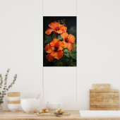 Oranje Hibiscus Bloemenkunst Print Poster (Keuken)
