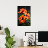 Oranje Hibiscus Bloemenkunst Print Poster (Thuiskantoor)