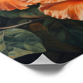 Oranje Hibiscus Bloemenkunst Print Poster (Hoek)